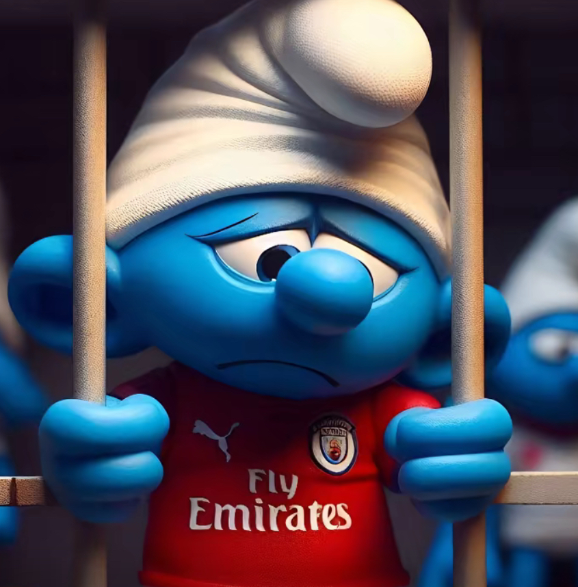 Sad Smurf Arsenal Gooner in prison